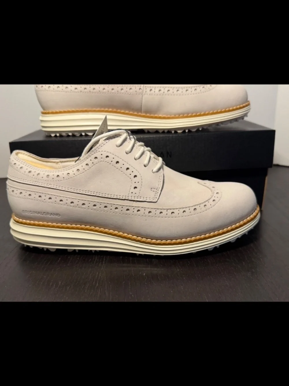 Cole Haan Zerogrand Original Grand Wing Oxford Golf Shoes Pumice Stone Womans 7B